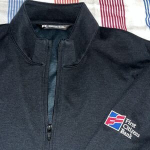 Travis Mathew T neck LS 1/4 zipper Blended First Citizens Bank Black Golf Shirt